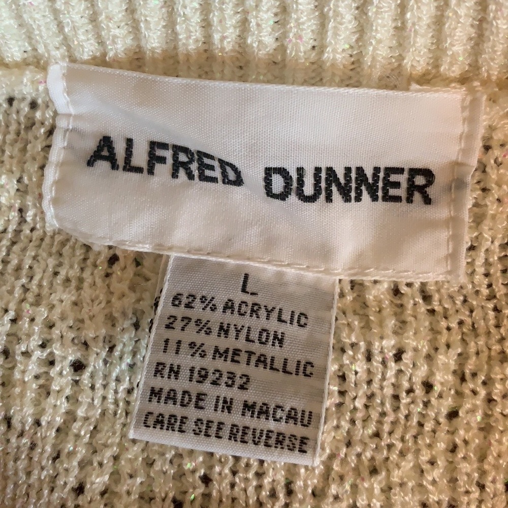 Vintage Alfred Dunner cream cardigan sweater with beads and tiny pearls Large - Picture 10 of 11